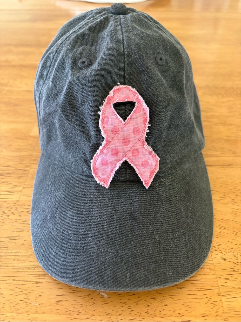Women’s Black Baseball Cap with Pink Ribbon Patch